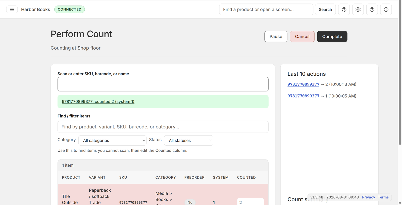 Count in progress