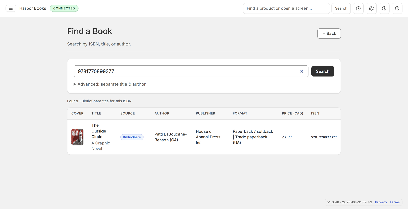 Find a Book search results