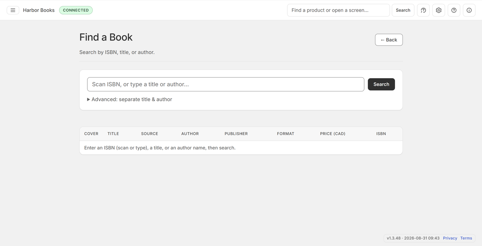 Find a Book search